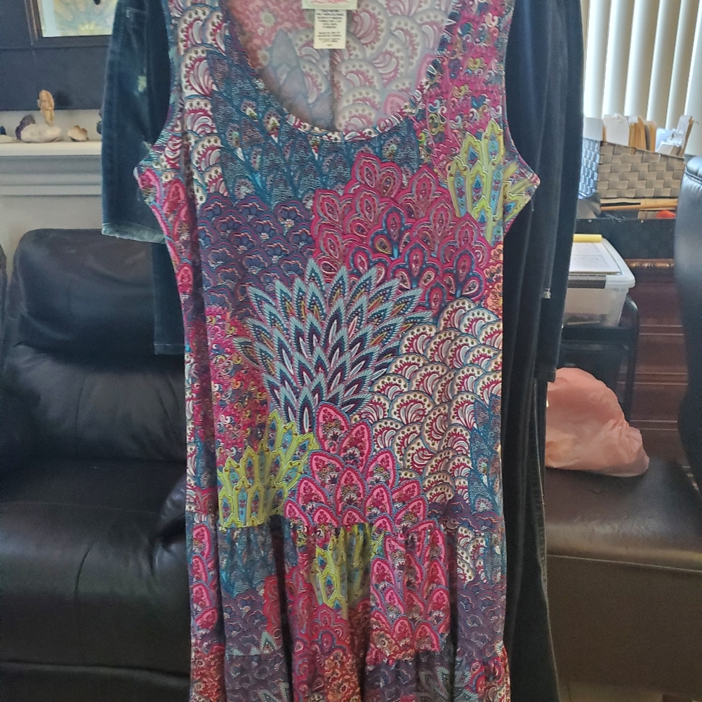 Ivy Lane womens tiered paisley multi color pink blue size medium